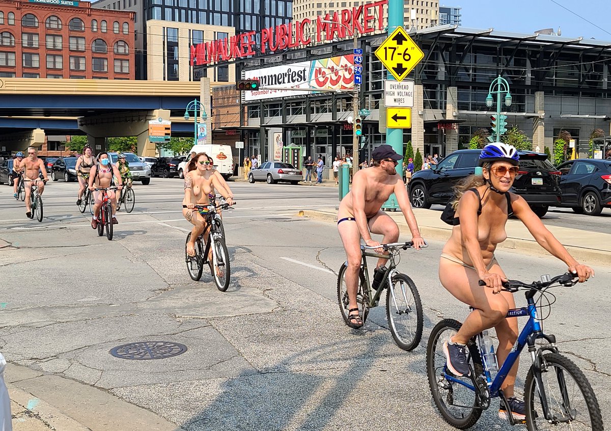 Hundreds of people cycled nude through the streets and parks of Milwaukee d...