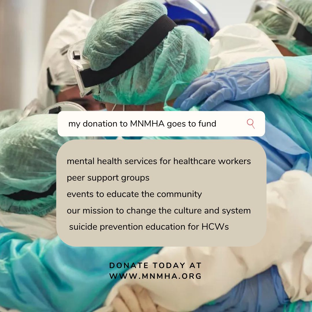A $20 donation can provide life saving mental health services for Minnesota’s healthcare professionals. Tell us you believe in our mission by making a donation at mnmha.org