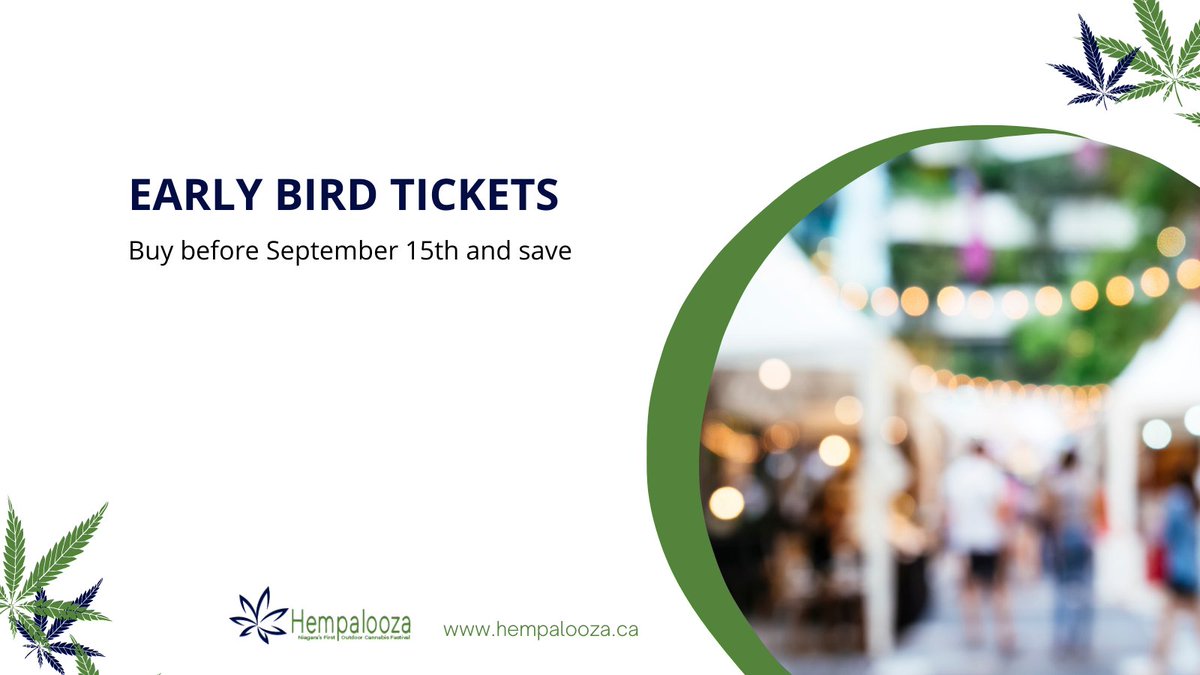 Get your #Hempalooza early bird tickets before September 15th and save your money! 🌿 🌱  
Live music, guest speakers, workshops and exciting brand ambassadors to meet,  cannabis vendors, contests, artists, food vendors, and so much more!
Tickets 👇 
bit.ly/2WfoQ5R