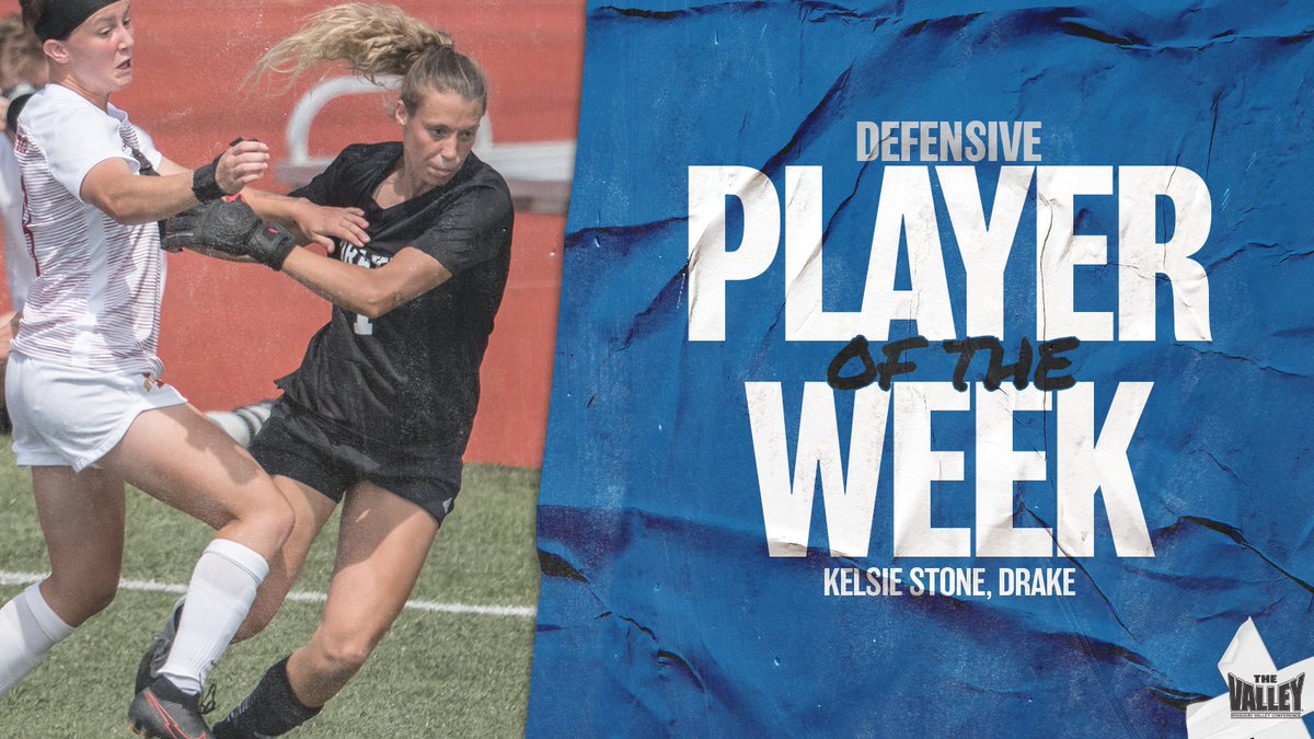 MVCsports's tweet photo. Defensive Player of the Week ⫸ Kelsie Stone, @DrakeWSoccer
  
▪️ Saved 10 shots and shutout #15 Memphis
▪️ Leads #MVCsoccer with 49 saves and seven saves per game

#TheValleyRunsDeep https://t.co/rwNQKNEMsT