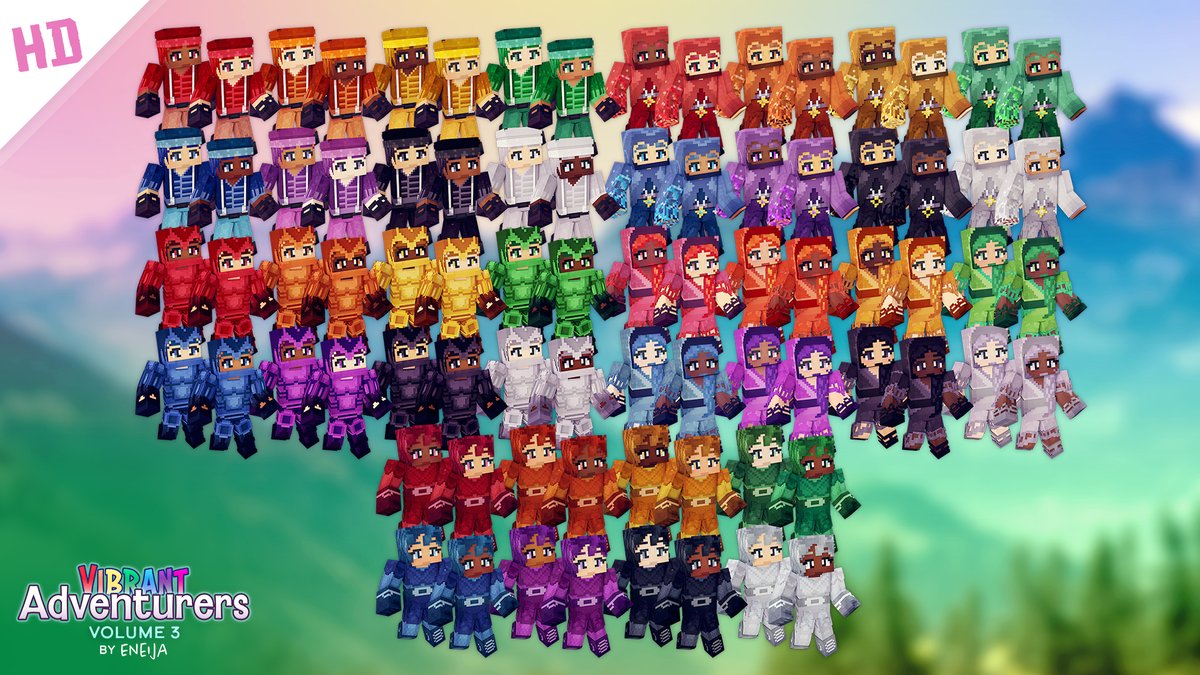 The Vibrant Adventurers Skin Packs Volume 1, 2, & 3 are all now
