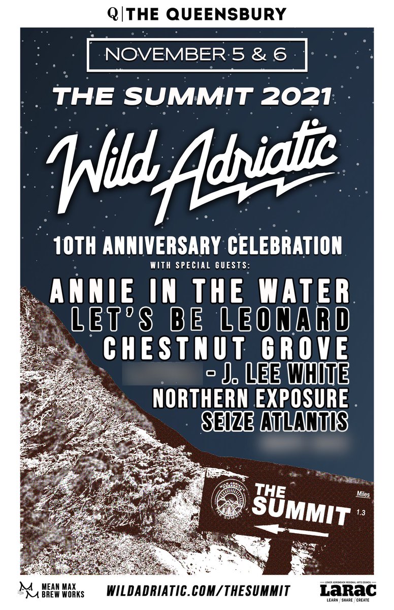 Announcing our 10 year anniversary shows and the return of our festival The Summit this Nov 5&amp;6 at the Queensbury Hotel in Glens Falls, NY! Tix on sale now at wildadriatic.com/thesummit