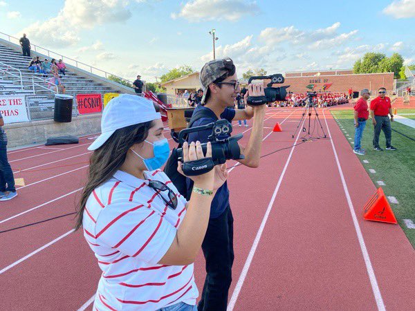 HHSMediaTech's tweet photo. Media Tech’s first football game! https://t.co/Ct9GWRuAPh