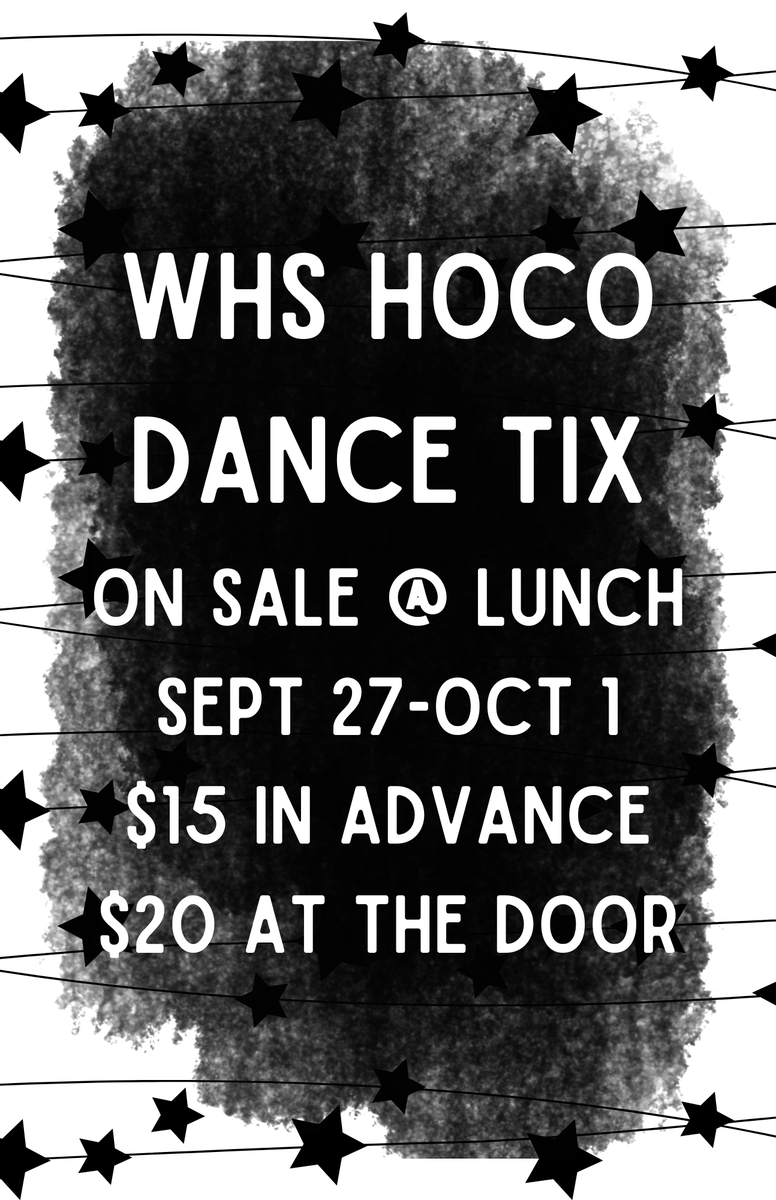 WHSkeane's tweet photo. Homecoming dance tickets go on sale soon! Buy them at lunch and save $5! See me w/ questions :) https://t.co/e9Wu0Zusds