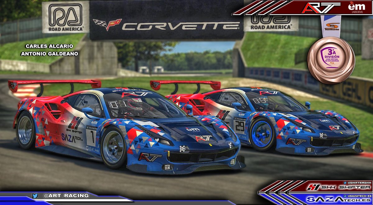 @SHIFTERSHH <a href="/sazatech_es/">sazatech</a>
🥇🏁
Volvemos a la <a href="/DriversparadeCb/">Drivers Parade Club</a> en Road América, los pilotos <a href="/TheCarles29/">Carles29</a> (Carles) y <a href="/Galde181/">Galde_18</a> (Antonio)  lucirán la nueva Skin del diseñador bbjote_design (Instagram).

¡Suerte chicos y a por todas💪!

⏰Directo: 22:05h  
📺twitch.tv/driversparadec…