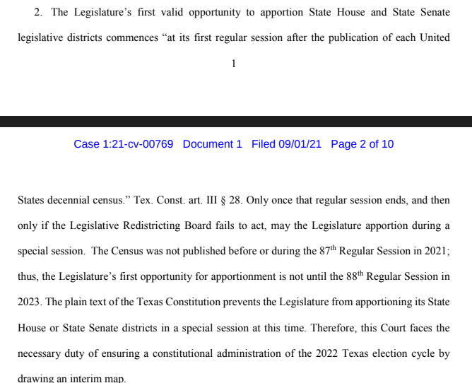 EricaGrieder's tweet photo. Am I...reading this wrong, or do the plaintiffs in this new Texas redistricting suit have a pretty straightforward point? #txlege https://t.co/rEWobWRO2w