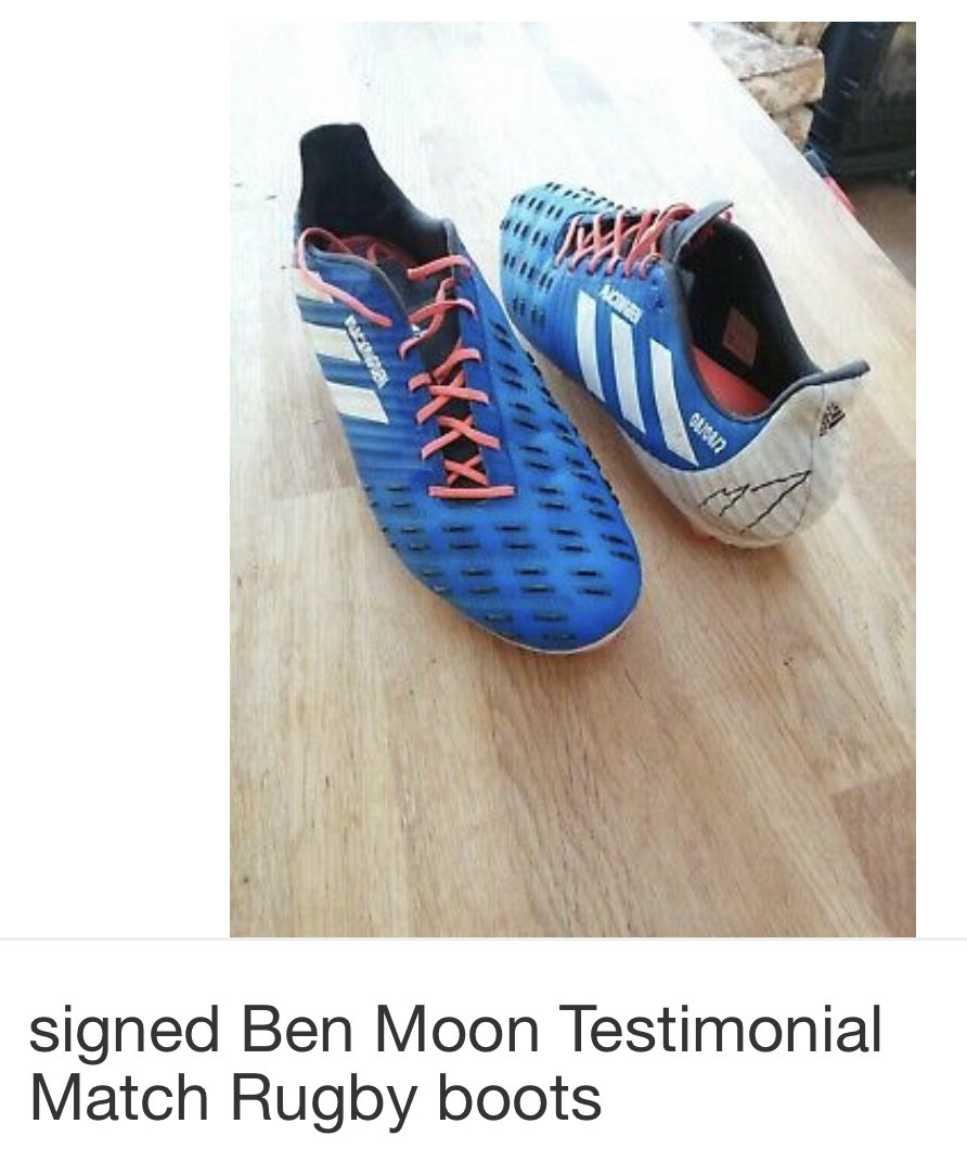 Just over 2 days to go if you want to make a bid on these. Made for Ben Moon’s Testimonial, showing the original date the match should have been &amp; not quite as clean now #onecarefulowner #oneoff #rugby #size12  ebay.co.uk/sch/i.html?isR…