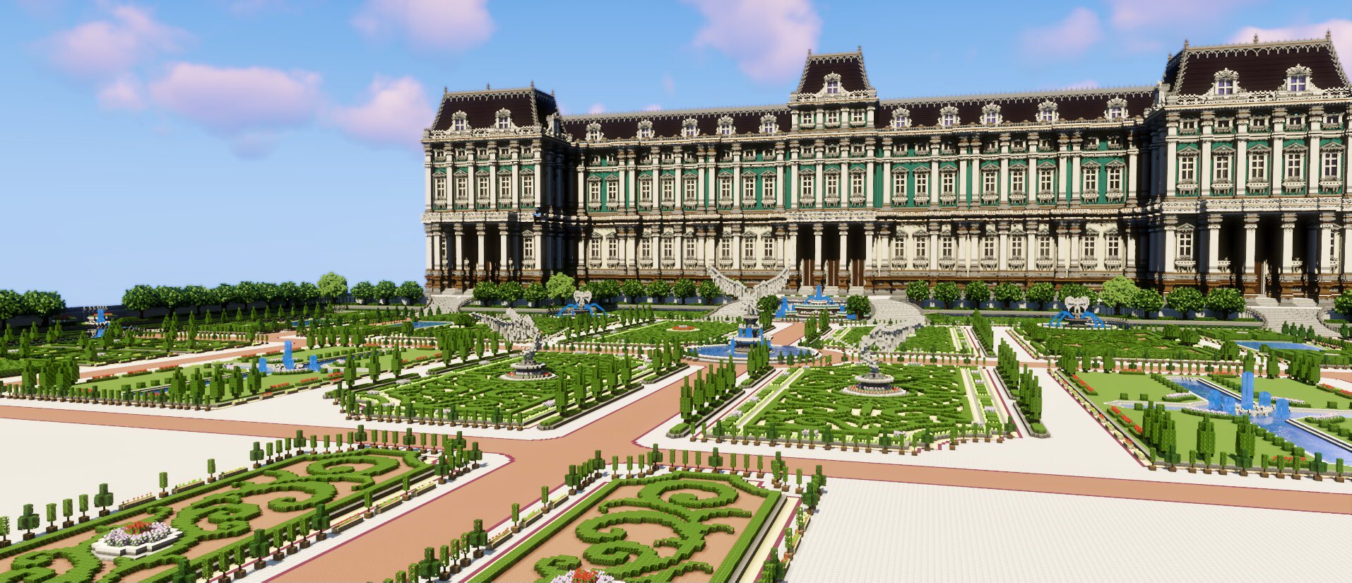 よぼさん 正面の庭園部分 ひとまず一段落つきました Minecraft Minecraft緑化推進委員会 バニラ建築学部 T Co Ysnez0jcvg Twitter