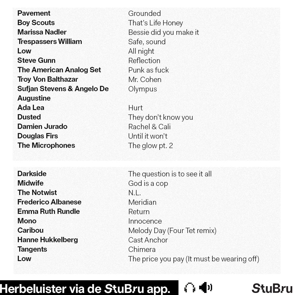 duysterradio's tweet photo. Gisteren in duyster 2 nrs uit "Hey What" van @lowtheband maar ook muziek van @bscoutsband @marissanadler @vonbalthazar @adaleamusic @Douglas_Firs @EmmaRuthRundle & @TangentsMusic "Know by Heart" van #americananalogset werd 20 en we namen afscheid van de cellist van @thenotwist https://t.co/iy4iD9PLRi