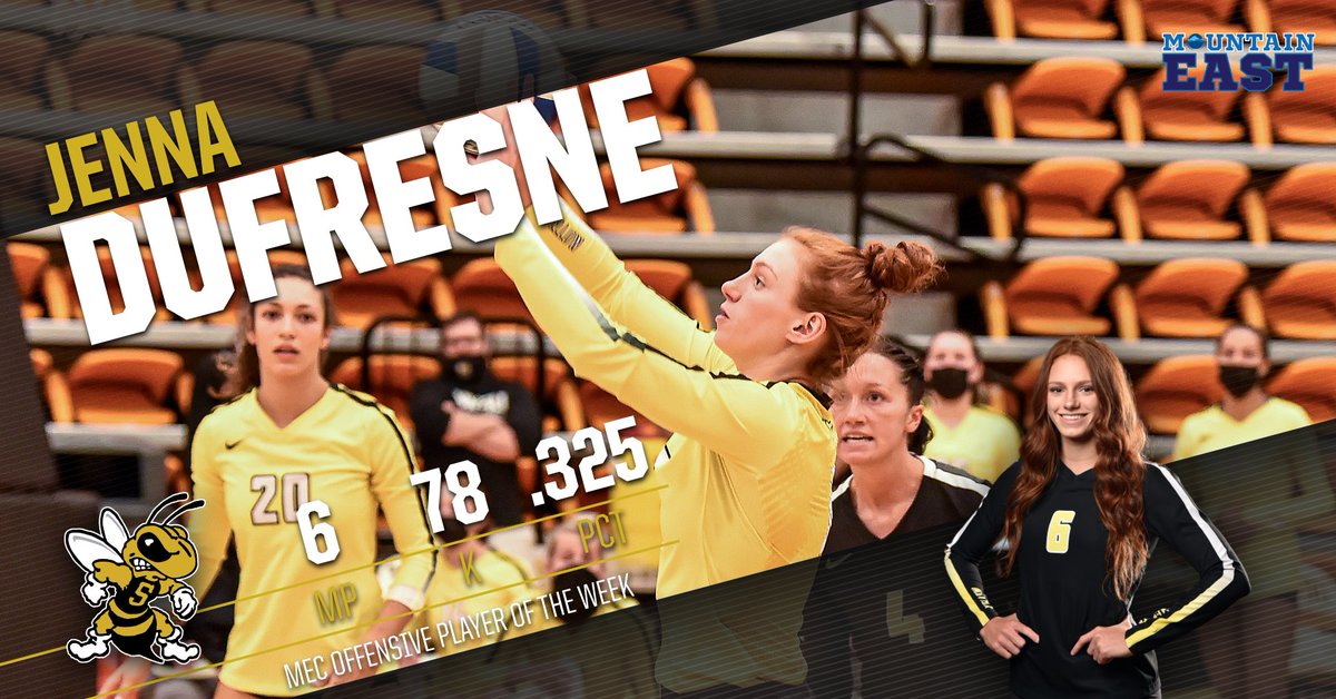 wvsuathletics's tweet photo. 🏐 | Congrats to Jenna Dufresne (@wvsuvolleyball) for being named @TheMountainEast Offensive Player of the Week!

📰: https://t.co/s4Z6osewU3 https://t.co/wjd4dZe3ak