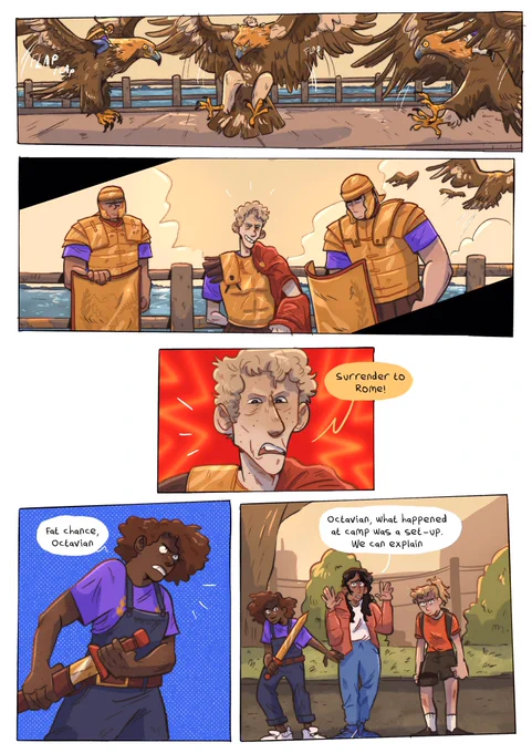 i finally finished this lil comic of an extremely good scene from mark of athena hehe :^) #pjo 
