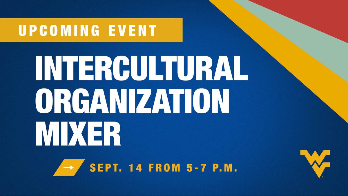 You're invited to our Intercultural Organizations Mixer! 👍

Join us for food, fun, and more info on how you can get involved with these student groups on campus.

🗓 Tomorrow (9/14)
⏰ 5-7 p.m.
📍 Vandalia Longue
RSVP  ➡️ go.wvu.edu/pS5YX