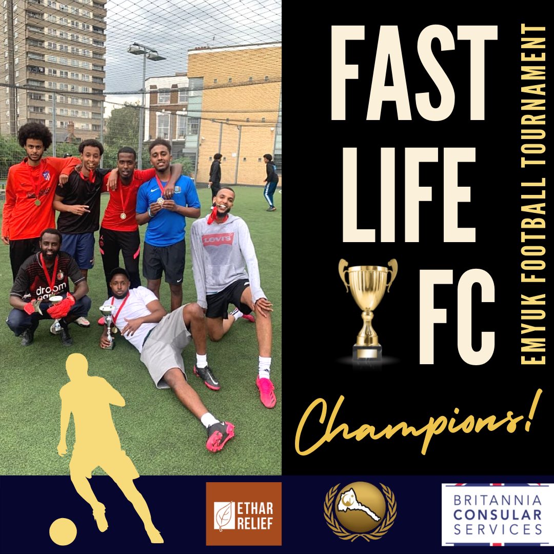 Congratulations to our Somali brothers 🏆 FAST LIFE FC 🏆 !! 🇸🇴🤝🇪🇷💛 winners of our very first Charity 5aside Tournament for <a href="/Ethar_Relief/">Ethar Relief</a> ‼️ The best of the best mashaAllah 💯🥇👏🏾

Thanks again to everyone who participated! 👏🏾 See you at the next one inshaAllah! 🤝