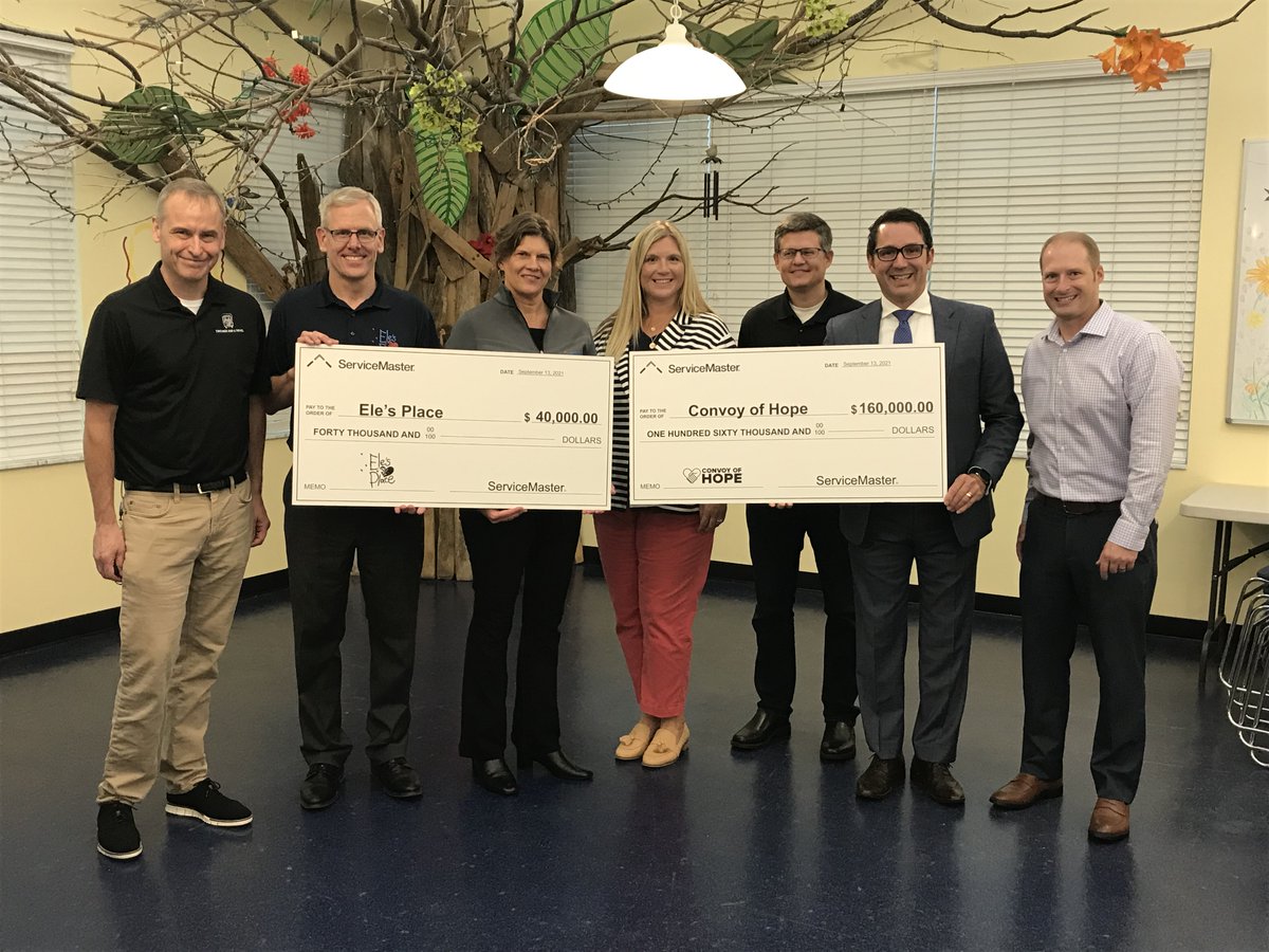 TwoMenAndATruck's tweet photo. Today, we were thrilled to take part in @ServiceMaster donations to two organizations that hold a special place in our hearts: @ConvoyofHope  and Ele's Place! https://t.co/VKZoqoW72m
