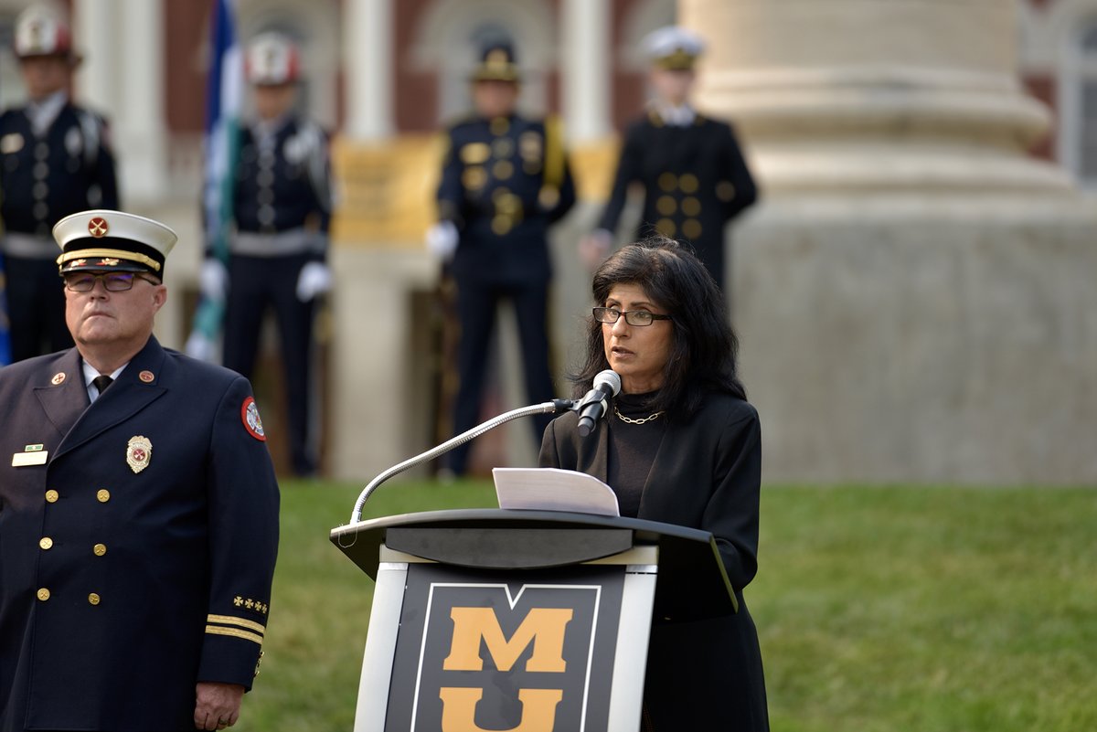 Provost Latha Ramchand giving remarks at a podium