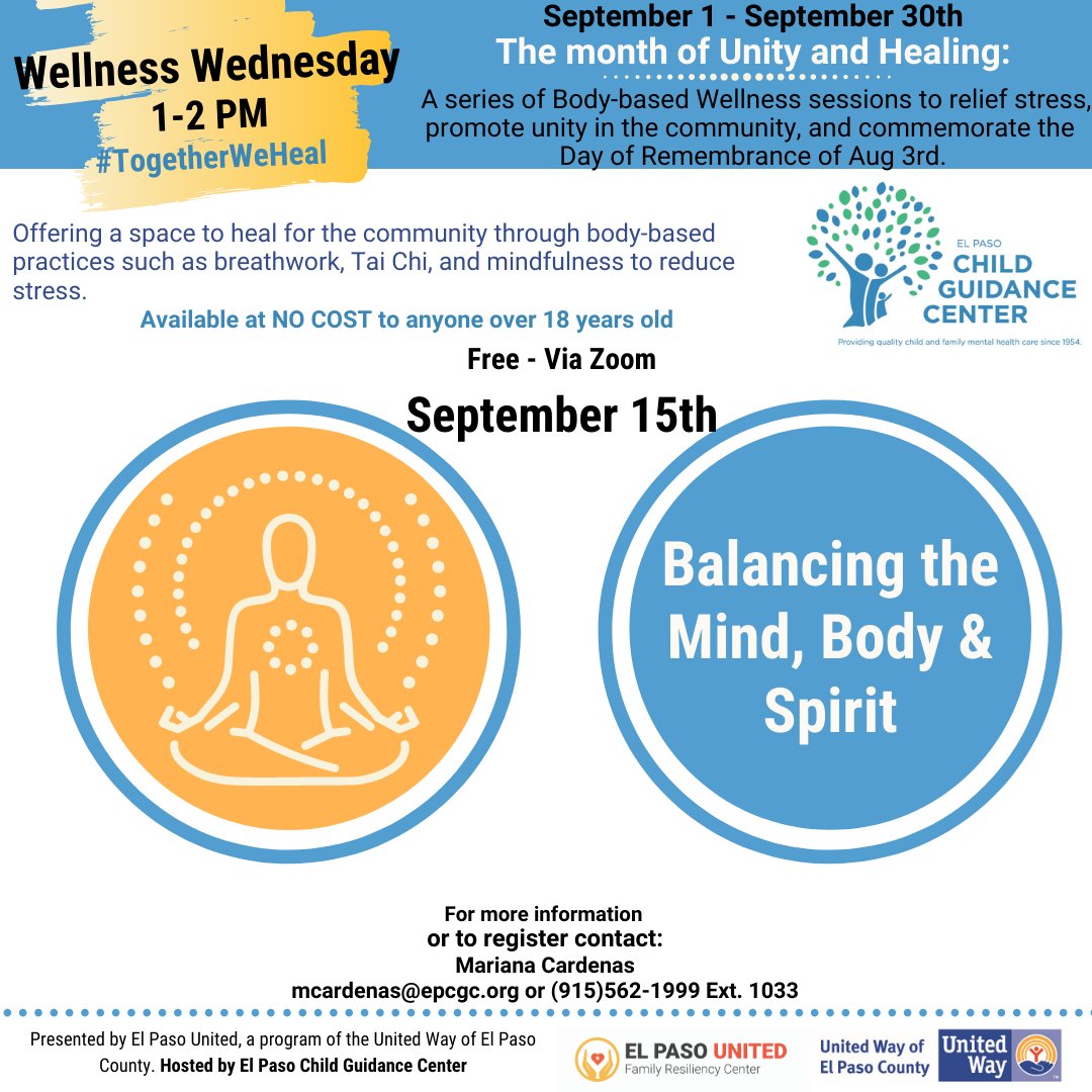 🌿Join us this Wednesday, September 15 for our Free Wellness session virtually through zoom. 🧘‍♀️🧘Register at epcgc.co1.qualtrics.com/jfe/form/SV_cu… #wellnesswednesday #epcgc #eptx