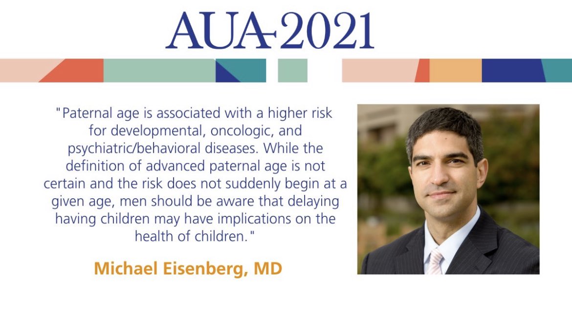 mariasatchi's tweet photo. How often to we counsel men with advanced #paternalage of increased risk of birth defects or malignancies?

Interesting presentation of the data by @DrMEisenberg. 
#maleinfertility
#AUA21 https://t.co/b349EU8f8W