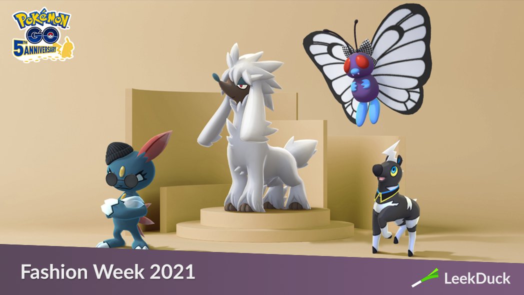 LeekDuck's tweet photo. Fashion Week returns with the debut of Furfrou, the Poodle Pokémon, and its many forms. Look forward to the Sneasel, Butterfree and Blitzel wearing fashionable costumes.

Furfrou will use the new form-changing mechanic for its many forms.

Full Details: https://t.co/cw5XRfHC8m https://t.co/BILLtADQNX