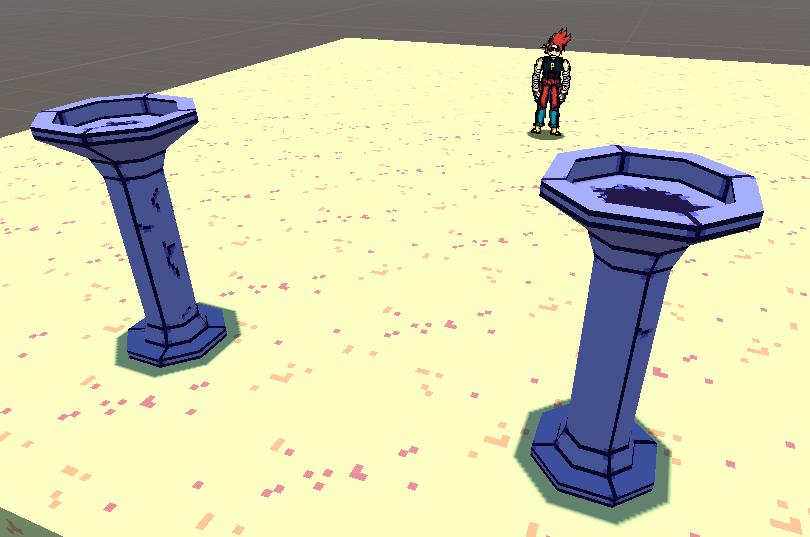 MerleBirb's tweet photo. made some pillars with a pixel art texture! #MonkeyKick #gamedev #indiedev #unity3d #Blender3d #pixelart #spriteart #aseprite #illustrations #ใใใ็ตต https://t.co/xnZC0IzCyo