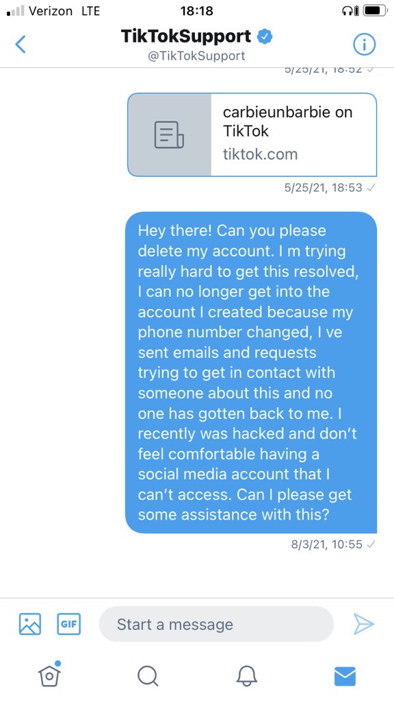 carbieunbarbie's tweet photo. @TikTokSupport I put in a request for help in April, I haven’t heard back from anyone. Can someone please help? https://t.co/qPhC82v1Sm