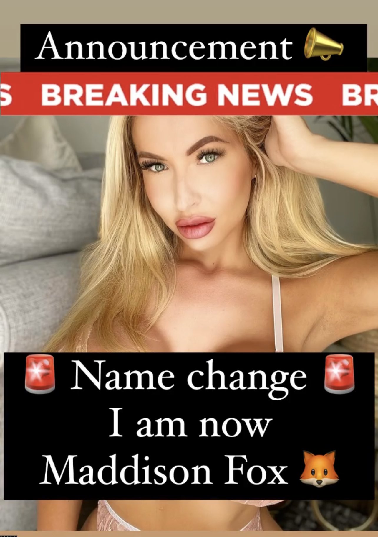 Maddison Fox on X: *Announcement* NAME CHANGE I am now MaddisonFox Now  please address your queen 👸 correctly going forward Thanks everyone xxxxx  t.co4lCUnhdZyA  X