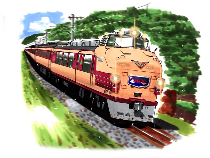 昔描いた481系の500番台車。 