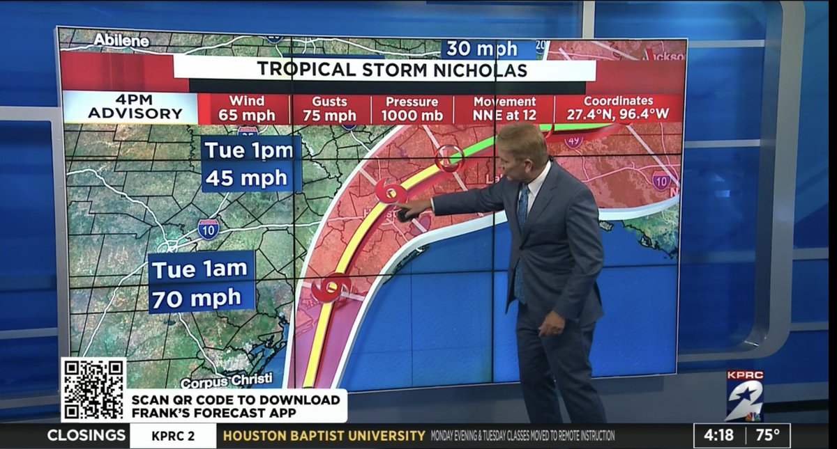 KPRC2Michael's tweet photo. .@KPRC2Frank updating us on #TSNicholas on #KPRC2 at 4 p.m. https://t.co/CwK9kOOifW