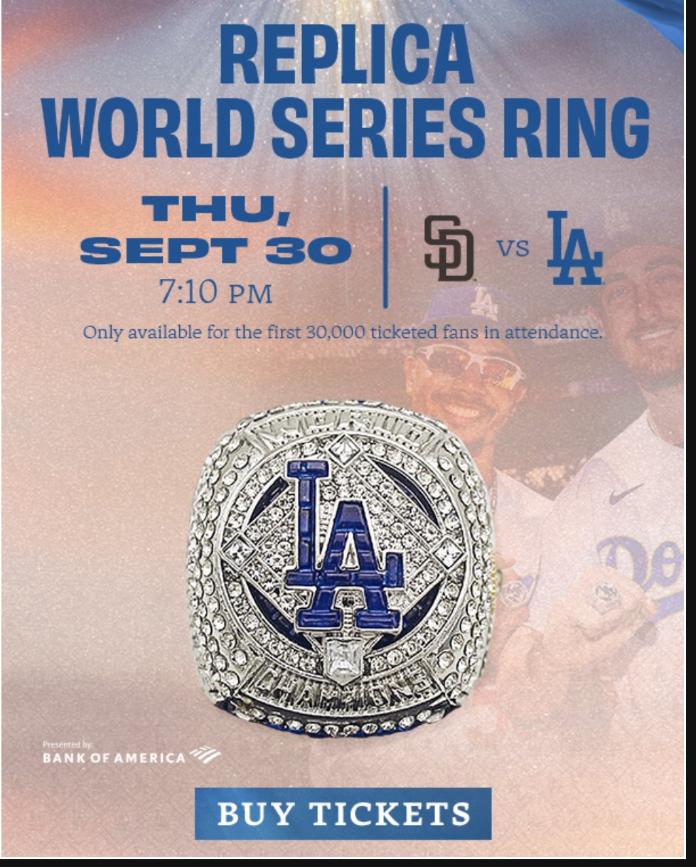 Matthew Moreno on X: #Dodgers added another replica World Series ring  giveaway night.  / X