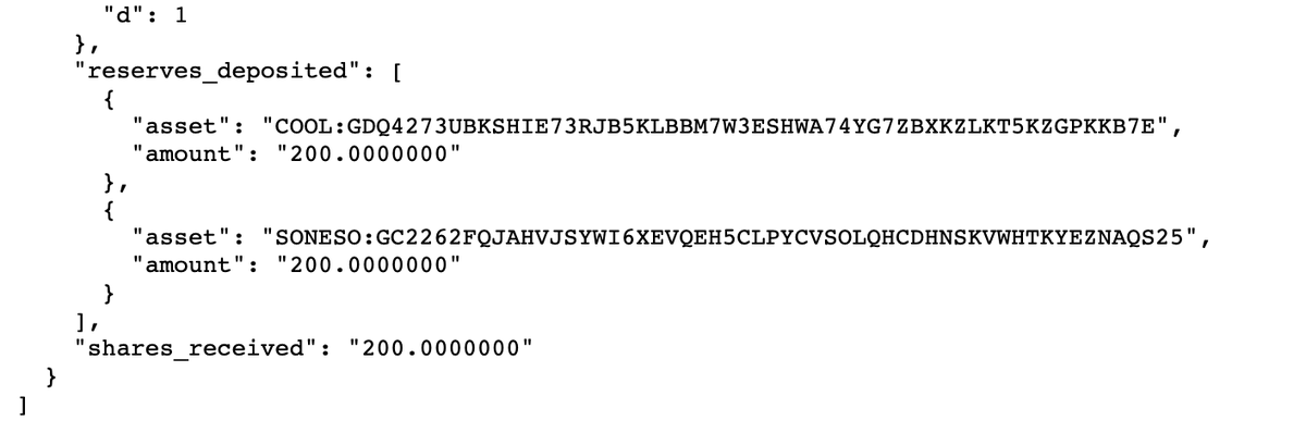 first successful liquidity pool deposit on Stellar (futurenet)