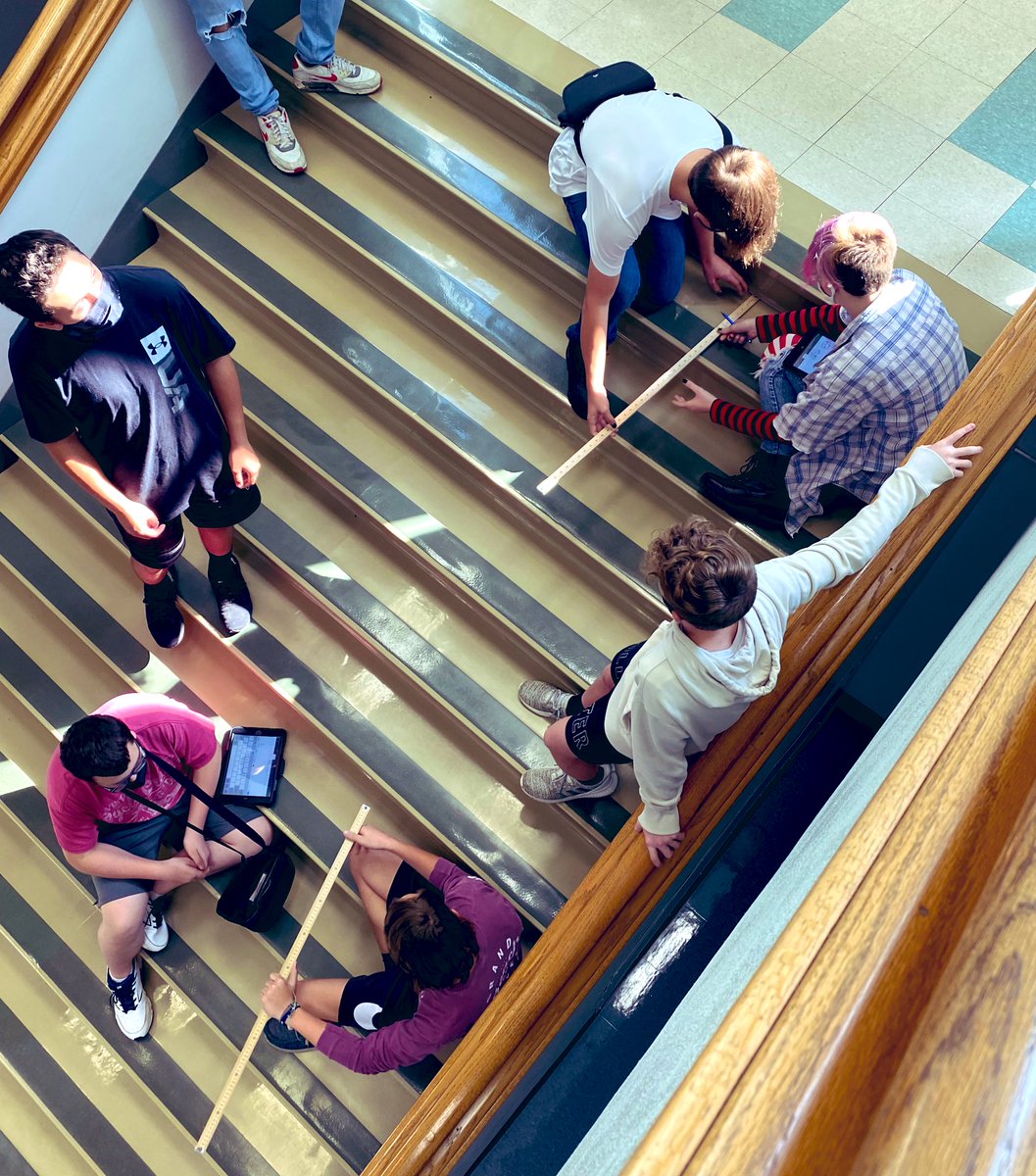 TelfordAmy's tweet image. Lab Science students measuring stair rise &amp;amp; run to determine gradient. #SalemWildcatPride ##DoScience #MathInScience