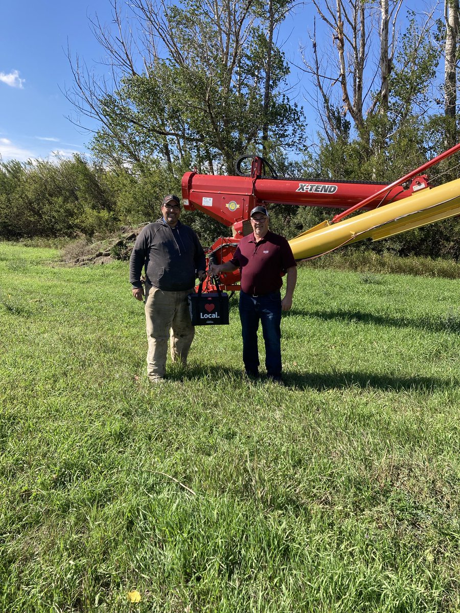 Congratulations to Mike Heinrich for winning the meal in the field from AGI. Presented from Tony Britnell Riverbend Coop Ag Manager.