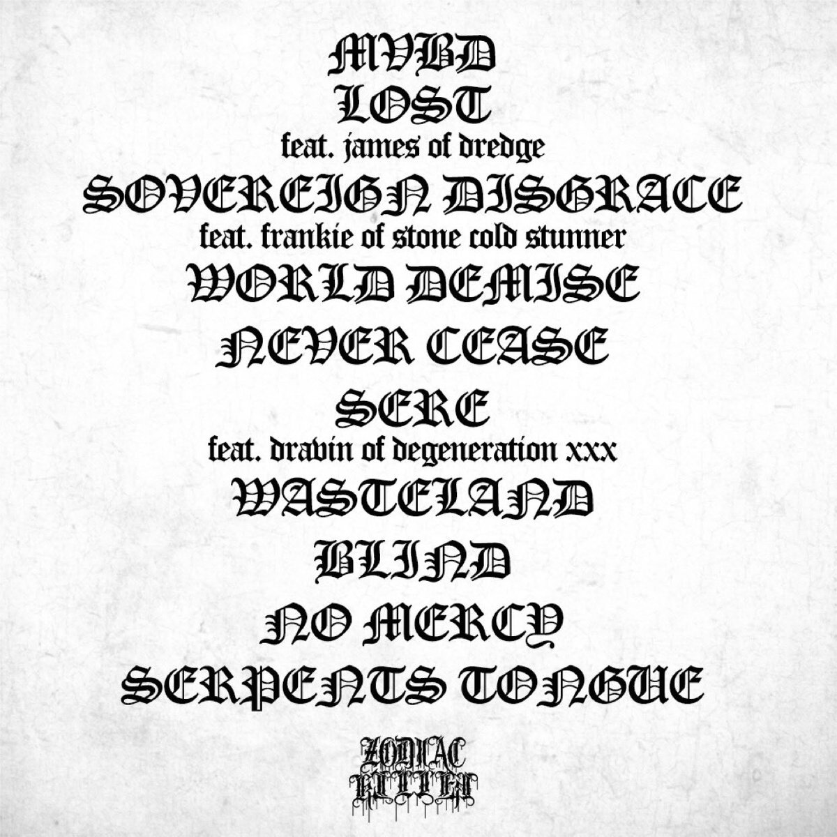 FULL TRACK LIST. Features from @honeyjames_ , Frank of SCS, and @youngxjaded