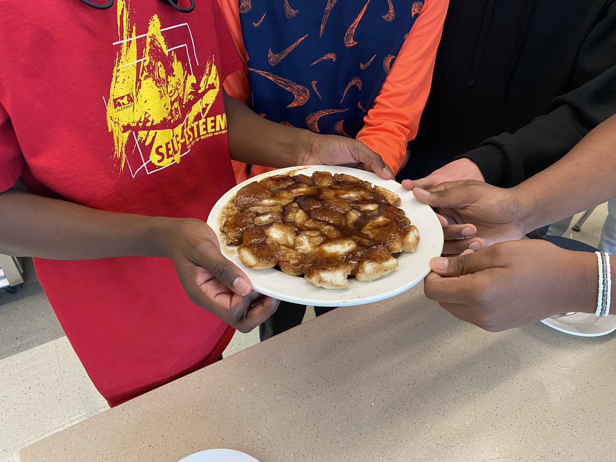 Today was my first day back in the foods lab! It has been 1 year and 7 months since I have students cooking in the foods lab. I just want to cry happy tears. #spartanstrong #monkeybread