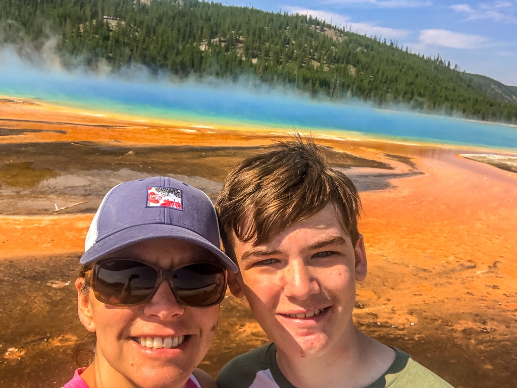 Grand Prismatic, for obvious reasons, was a must-see for us at #yellowstonenationalpark.  Don't miss doing the short hike up to the overlook...this is where you can really see all of the colors and get that incredible 📸.  Somehow we missed a family pic, now we need to go back😆