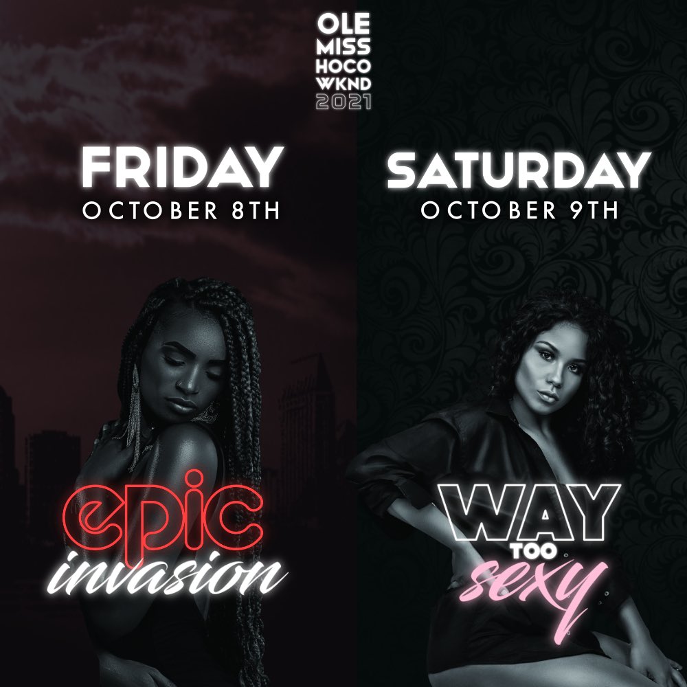 epicent_1's tweet photo. Ole Miss Official Homecoming Weekend LineUp 🤩🖤

Fri,Oct. 8th ALL roads lead to Oxford,Ms at Joysticks 1801 W Jackson Ave📍Doors open @ 9PM Link in BIO.. 

Sat,Oct. 9th ALL roads lead to Oxford,Ms at The Powerhouse 413 S 14th Street📍Doors open @ 9PM *EARLY ARRIVAL SUGGESTED* 🥳 https://t.co/kRENic29nu