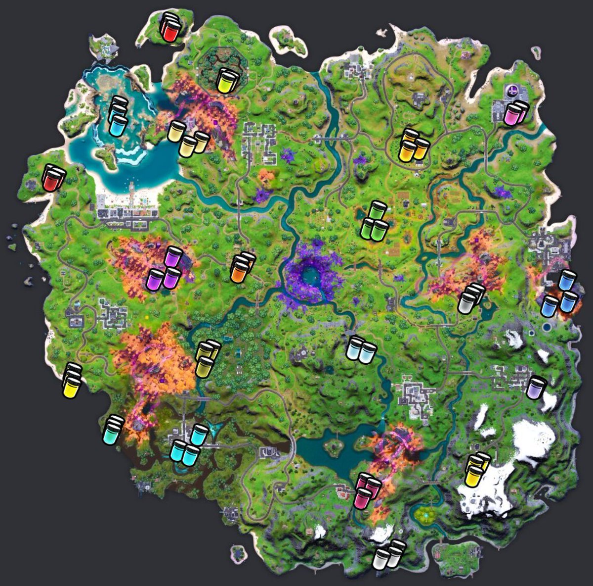 Fortnite News On Twitter This Map Shows All Locations For Toona Fish Bottles Fortnite Via Fortnitedotgg