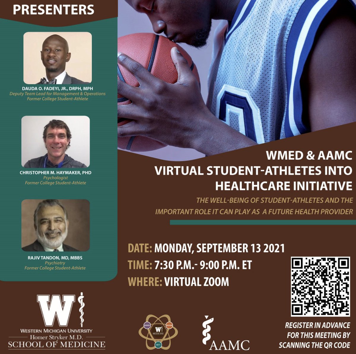 Today, September 13, from 7:30 P.M. - 9:00 P.M. EST exploring "The Well-being of Student-Athletes."
 
Monthly workshops: Various healthcare pathways | How to write a personal statement | How to prepare for the SAT/ACT, GRE, &amp; MCAT
Summer Enrichment &amp; Research programs