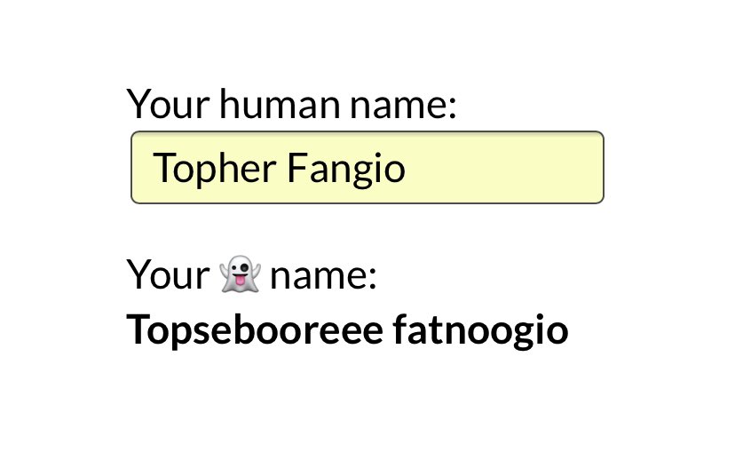 🤣 My ghost name per <a href="/nathanwpyle/">Nathan W Pyle</a> and via <a href="/loficodes/">David Fitzgibbon lofi@vis.social</a>’s creation: ghost-name.netlify.app