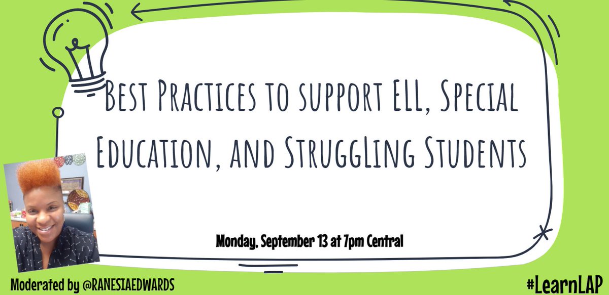 PaulSolarz's tweet photo. "Best Practices to Support Diverse Learners"
Please join @RanesiaEdwards TONIGHT at 7pm Central for #LearnLAP!
#eduAR #istemln #JoyfulLeaders #ENGchat #fledchat #iceilchat #iledchat #INeLearn #inquiry #istelitchat #globaled #globaledchat #HackLearning #iaedchat #FREEPD #G2Great https://t.co/HNUrDrAFhk