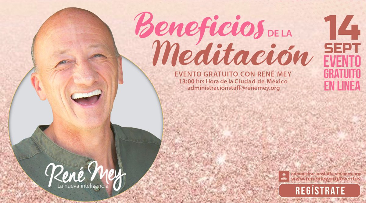renemeyoficial's tweet photo. Acompañanos en este maravilloso evento gratuito.

"Los Beneficios de la meditación "

Donde nuestro querido embajador de la Paz Rene Mey, nos enseñara como meditar y nos explicara cuales son los beneficios que la meditación nos brinda.

inscríbete en :

https://t.co/JufjJRe7Us https://t.co/IY0ShVKzQb