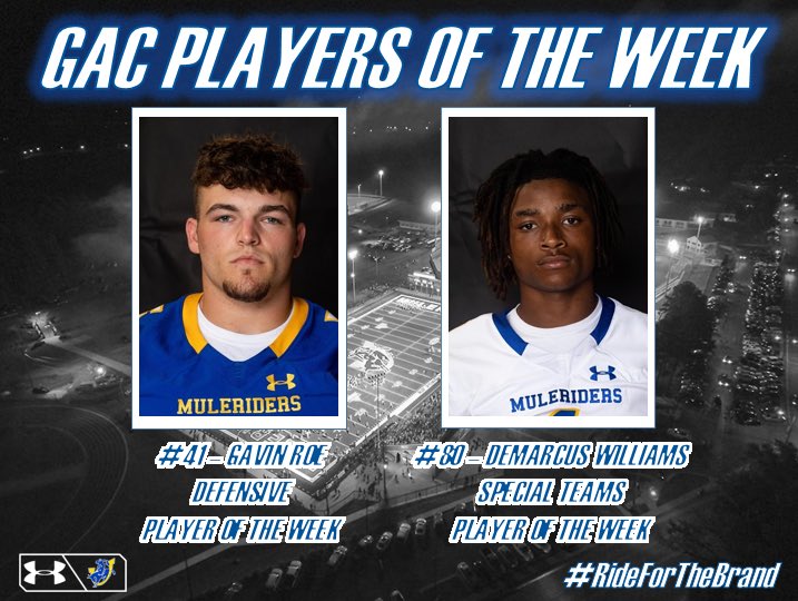 SAUFootball's tweet photo. Hard work pays off! Mulerider representation in the week 2 edition of GAC Players of The Week #RideForTheBrand https://t.co/MyaIcEkE6o