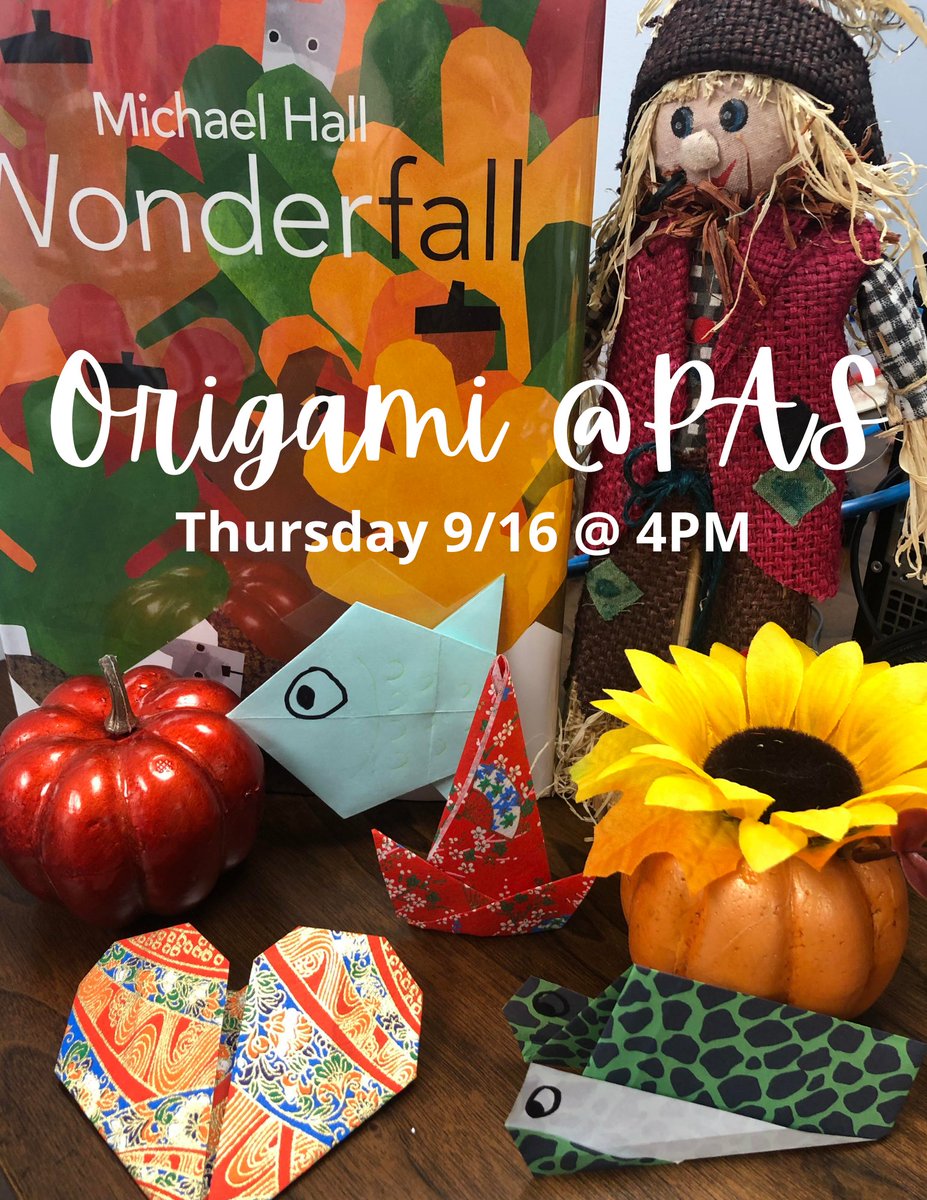 PascoagLibrary's tweet image. We are kicking off our Fall Festivities with ORIGAMI on Thursday 9/16 @ 4pm!