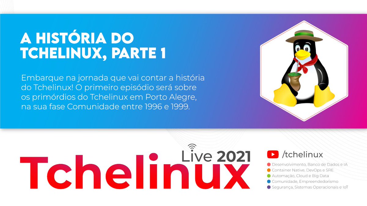tchelinux's tweet photo. A série que conta a história do Tchelinux está finalmente pronta e neste primeiro episódio @aholzhey e @dougsland irão contar as histórias a fase comunidade do Tchelinux, entre 1996 e 1999:  https://t.co/OdnBDPPeIR https://t.co/JAZ11VCJV8