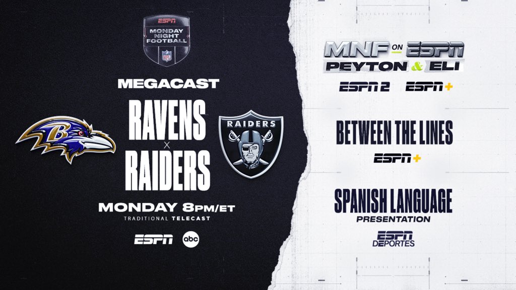ESPN begins its 16th Monday Night Football season w/the network’s &amp; NFL’s most ambitious regular season presentation to date, with five networks presenting four different fan viewing options.

Countless hours by leadership and staff over the summer have led to this point. Enjoy!