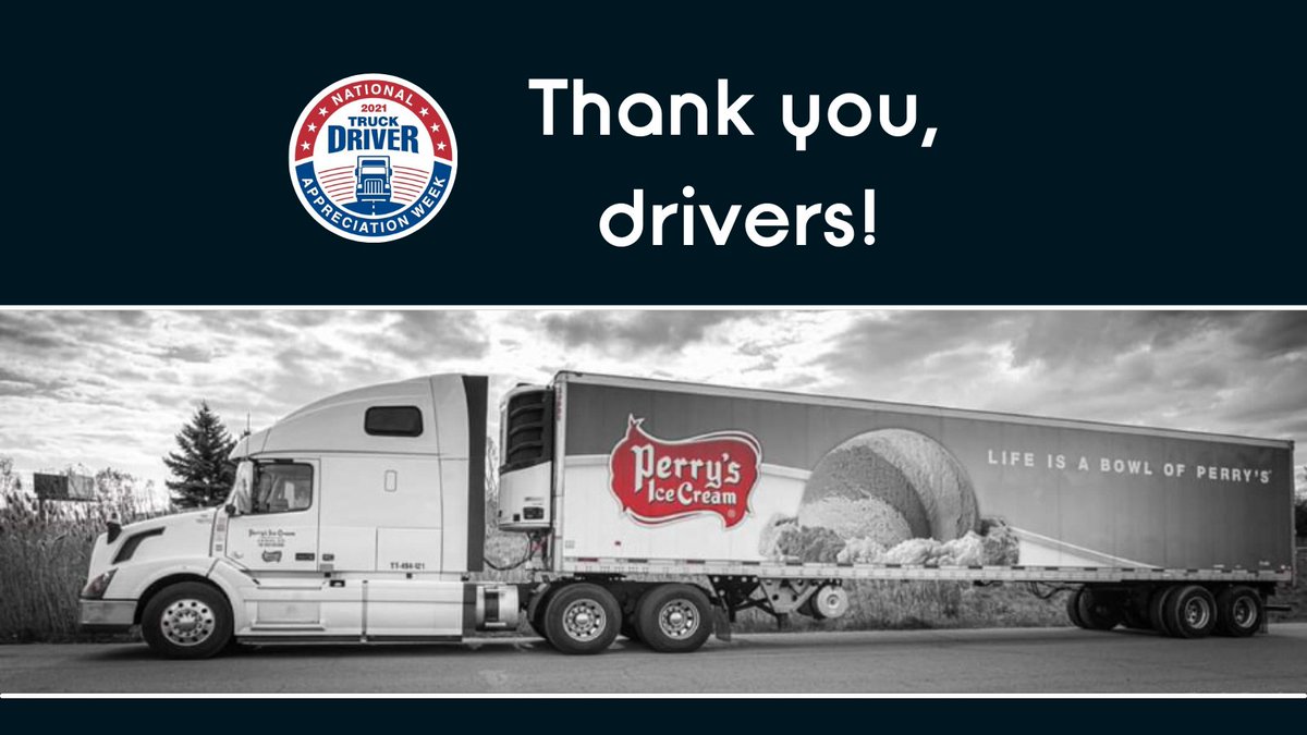 perrysicecream's tweet photo. Perry's Ice Cream is proud of our Regional Transportation, Line Haul, Local and Direct Store Delivery Drivers, and their dedication to serving our customers. Thank you for all that you do! #NationalTruckDriverAppreciationWeek #PerrysGoodStuff https://t.co/MnBafT1P8o