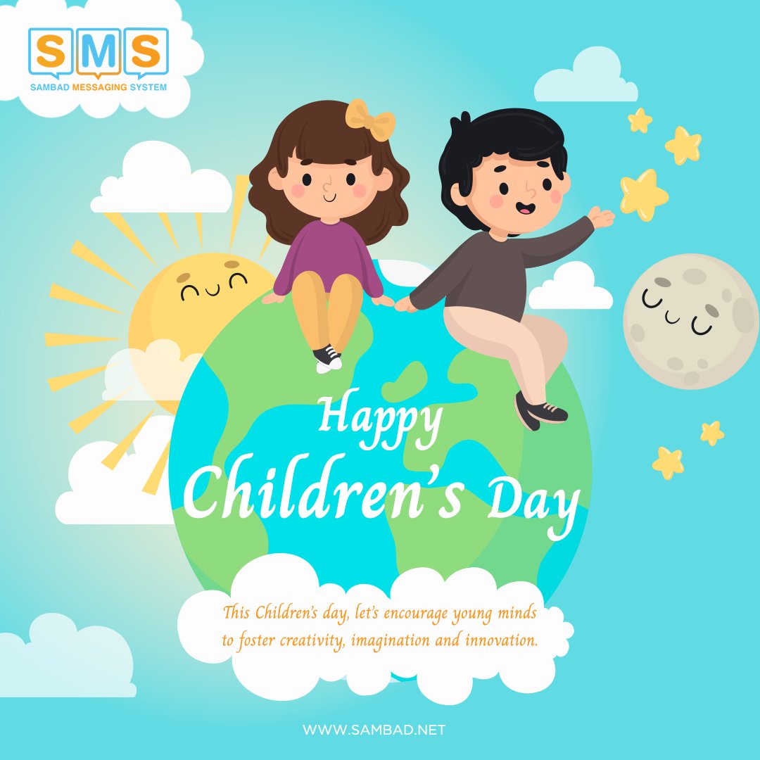 sambad_sms's tweet image. Happy Children’s day 

This Children’s day, let’s encourage young minds to foster creativity, imagination and innovation 

#childrensday #Sambad #bulksms