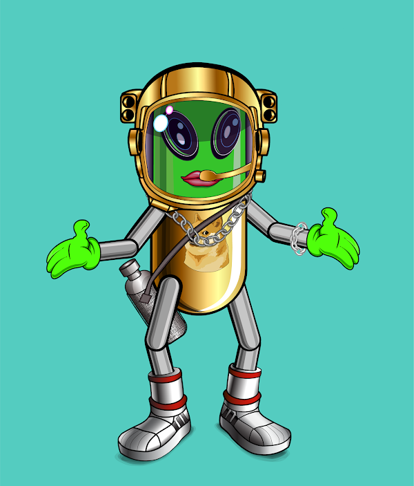 oxalatesAI's tweet image. Here's my current favorite... But you might want to ask me again in a minute. So much to love about each and every @pills_crypto This one is the only one with Gold Astro-helmet, Alien eyes and full color top.