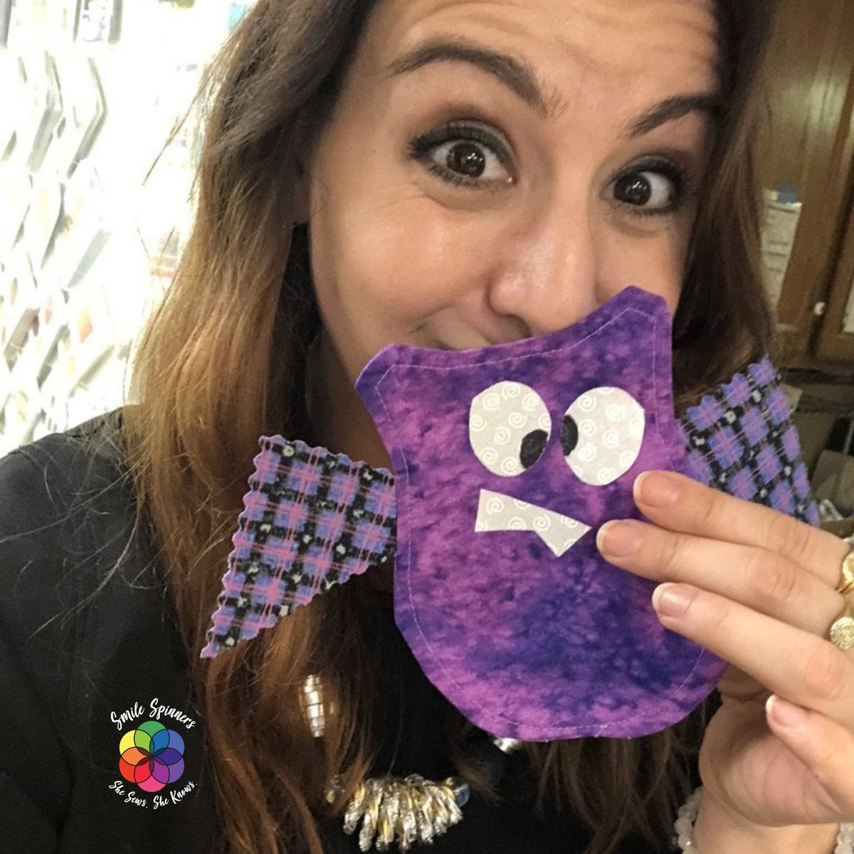 SmileSpinners's tweet photo. Meet Batty Betty! She is the star of a free demo class on Friday, Sept 17. Originally she was created as a bean bag for corn hole, but she can also be used as a decoration! Sign up, and you'll learn what you need to create your own Batty Betty: https://t.co/jghgKkmdEw https://t.co/kRdfFKmfyo