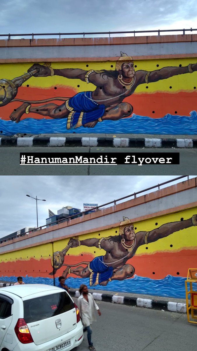 #HanumanMandir flyover beautification. What better than Hanuman ji himself ! 🌟 @NorthDmc @LtGovDelhi