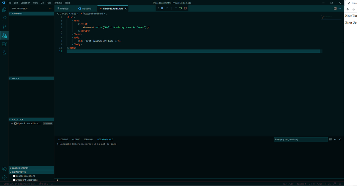 TravelerJesus's tweet image. A Screenshot From Last Week. I'm Learning More and More About Visual Studio Every Day. #firstlineofcode